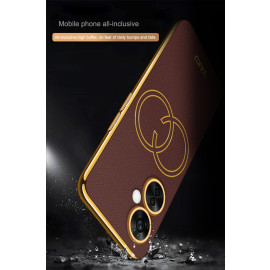 Vaku ® OnePlus Nord CE 3 Lite 5G Skylar Series Leather Stitched Gold Electroplated Soft TPU Back Cover