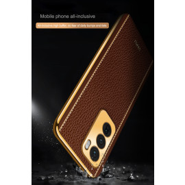 Vaku ® Oppo Reno12 5G Luxemberg Leather Pattern Gold Electroplated Soft TPU Back Cover