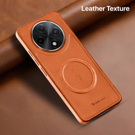 Vaku ® Oppo F27 Pro Plus 5G Maxtron Leather Stitched Magnetic Magsafe Non-Slip Grip Shockproof Back Cover