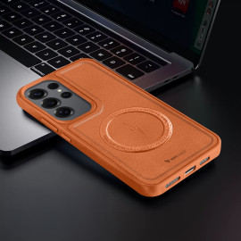Vaku ® Samsung Galaxy S25 Ultra Maxtron Leather Stitched Magnetic Magsafe Non-Slip Grip Shockproof Back Cover