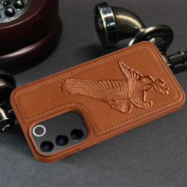 Vaku ® Vivo V27 5G Eagle Embossed Luxury Designer Leather Protective Back Cover
