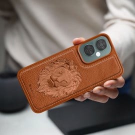 Vaku ® OnePlus Nord CE 3 Lite Lion Embossed Luxury Designer Leather Protective Back Cover