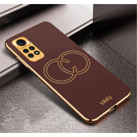 Vaku ® Xiaomi Redmi Note 11 Skylar Leather Pattern Gold Electroplated Soft TPU Back Cover