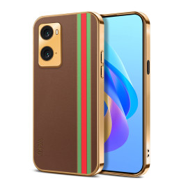 Vaku ® Oppo A76 Felix Line Leather Stitched Gold Electroplated Soft TPU Back Cover Case