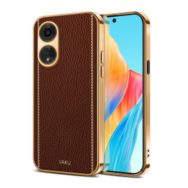 Vaku ® Oppo F23 5G Luxemberg Leather Pattern Gold Electroplated Soft TPU Back Cover