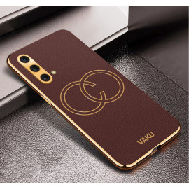 Vaku ® OnePlus Nord CE Skylar Leather Pattern Gold Electroplated Soft TPU Back Cover