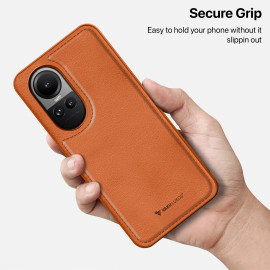 Vaku ® Oppo Reno10 Pro 5G Luxe Premium Leather Stitched Non-Slip Grip Protective Back Cover
