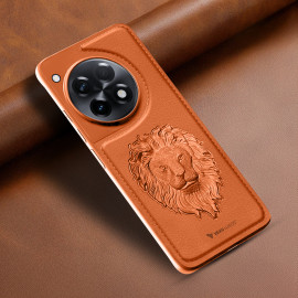 Vaku ® OnePlus 12R Lion Embossed Luxury Designer Leather Protective Back Cover