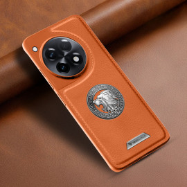 Vaku ® OnePlus 12R Regal Shield Metal Lion Engraved Leather Protective Back Cover