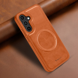 Vaku ® Samsung Galaxy A34 5G Maxtron Leather Stitched Magnetic Magsafe Non-Slip Grip Shockproof Back Cover