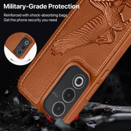 Vaku ® Oppo A3 Pro 5G Eagle Embossed Luxury Designer Leather Protective Back Cover