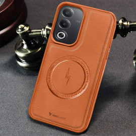 Vaku ® Oppo A3 Pro 5G Maxtron Leather Stitched Magnetic Magsafe Non-Slip Grip Shockproof Back Cover