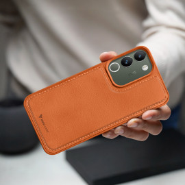 Vaku ® Vivo Y200 5G Luxe Premium Leather Stitched Non-Slip Grip Protective Back Cover