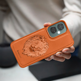 Vaku ® OnePlus Nord CE 3 Lite Lion Embossed Luxury Designer Leather Protective Back Cover