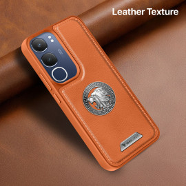 Vaku ® Vivo Y29 5G Regal Shield Metal Lion Engraved Leather Protective Back Cover