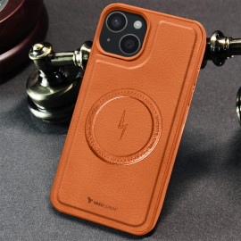 Vaku ® Apple iPhone 15 Maxtron Leather Stitched Magnetic Magsafe Non-Slip Grip Shockproof Back Cover