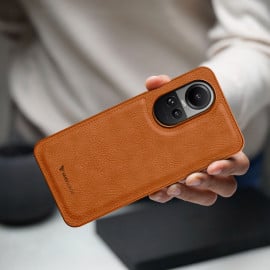 Vaku ® Oppo Reno10 5G Luxe Premium Leather Stitched Non-Slip Grip Protective Back Cover