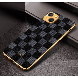 Vaku ® Apple iPhone 13 Cheron Leather Electroplated Soft TPU Back Cover