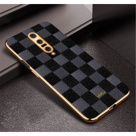 Vaku ® OnePlus 7 Pro Cheron Series Leather Stitched Gold Electroplated Soft TPU Back Cover