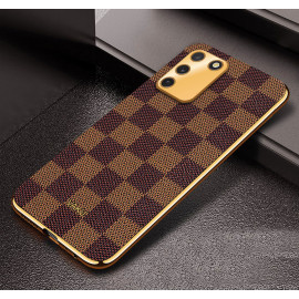 Vaku ® Samsung Galaxy S10 lite Cheron Series Leather Stitched Gold Electroplated Soft TPU Back Cover