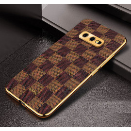 Vaku ® Samsung Galaxy S10e Cheron Series Leather Stitched Gold Electroplated Soft TPU Back Cover