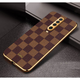Vaku ® POCO X2 Cheron Series Leather Stitched Gold Electroplated Soft TPU Back Cover