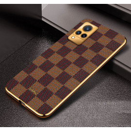 Vaku ® Vivo V21 5G Cheron Leather Electroplated Soft TPU Back Cover