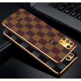 Vaku ® Samsung Galaxy M31 Cheron Series Leather Stitched Gold Electroplated Soft TPU Back Cover