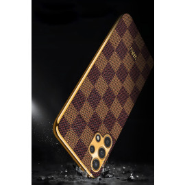 Vaku ® Samsung Galaxy A13 Cheron Series Leather Stitched Gold Electroplated Soft TPU Back Cover