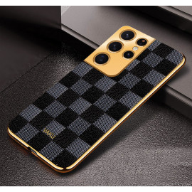 Vaku ® Samsung Galaxy S21 Ultra Cheron Leather Electroplated Soft TPU Back Cover
