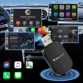 Vaku Luxos ® DASHELITE 2-in-1 Wireless Car Receiver For Wired Android Auto/CarPlay Conversion | Seamless Bluetooth | OEM Compatible