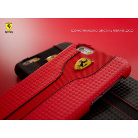 Ferrari ® Apple iPhone 6 / 6S Official Scuderia Logo Double Stitched Dual-Material PU Leather Back Cover