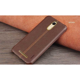 Vaku ® Redmi Note 3 Lexza Series Double Stitch Leather Shell with Metallic Logo Display Back Cover