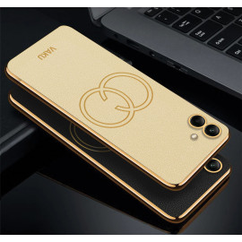 Vaku ® Samsung Galaxy A04 Skylar Leather Pattern Gold Electroplated Soft TPU Back Cover