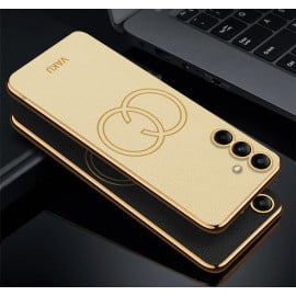 Vaku ® Samsung Galaxy A04s Skylar Leather Pattern Gold Electroplated Soft TPU Back Cover