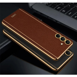 Vaku ® Samsung Galaxy S23 FE Luxemberg Leather Pattern Gold Electroplated Soft TPU Back Cover