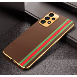 Vaku ® Samsung Galaxy A23 4G Felix Line Leather Stitched Gold Electroplated Soft TPU Back Cover