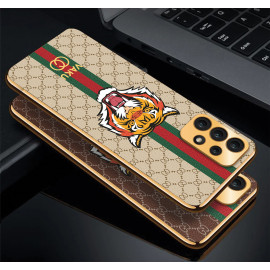 Vaku ® Samsung Galaxy A23 4G Lynx Line Leather Stitched Gold Electroplated Soft TPU Back Cover Case