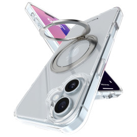 Vaku Luxos ® Glassy Kickmag Back Cover with Magnetic Alloy Ring Metal Kickstand Scratch Resistant Slim Military-Grade Protection Cover For iPhone