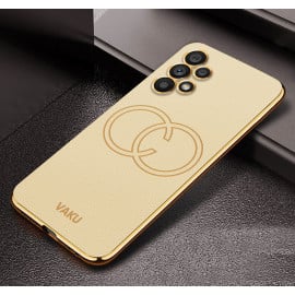 Vaku ® Samsung Galaxy A13 Skylar Leather Pattern Gold Electroplated Soft TPU Back Cover