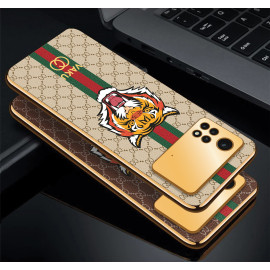 Vaku ® Xiaomi Poco X4 Pro 5G Lynx Designer Leather Pattern Gold Electroplated Soft TPU Back Cover Case