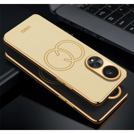 Vaku ® Oppo A78 5G Skylar Leather Pattern Gold Electroplated Soft TPU Back Cover