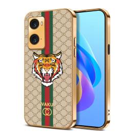 Vaku ® Oppo A76 Lynx Designer Leather Pattern Gold Electroplated Soft TPU Back Cover Case