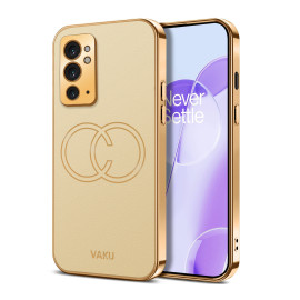 Vaku ® OnePlus 9RT Skylar Leather Pattern Gold Electroplated Soft TPU Back Cover