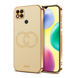 Vaku ® Xiaomi Redmi 10A Skylar Leather Pattern Gold Electroplated Soft TPU Back Cover