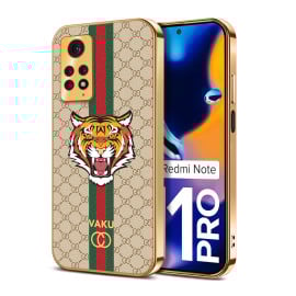 Vaku ® Xiaomi Redmi Note 11 Pro Lynx Designer Leather Pattern Gold Electroplated Soft TPU Back Cover Case