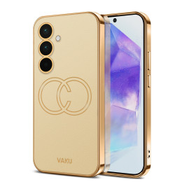 Vaku ® Samsung Galaxy A55 5G Skylar Leather Pattern Gold Electroplated Soft TPU Back Cover