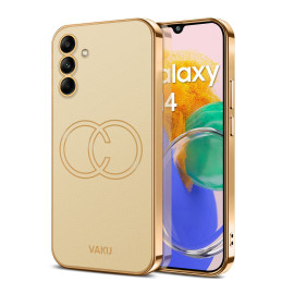 Vaku ® Samsung Galaxy M14 5G Skylar Leather Pattern Gold Electroplated Soft TPU Back Cover