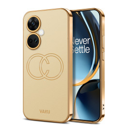 Vaku ® OnePlus Nord CE 3 5G Skylar Leather Pattern Gold Electroplated Soft TPU Back Cover