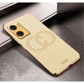 Vaku ® Oppo A77 4G Skylar Leather Pattern Gold Electroplated Soft TPU Back Cover